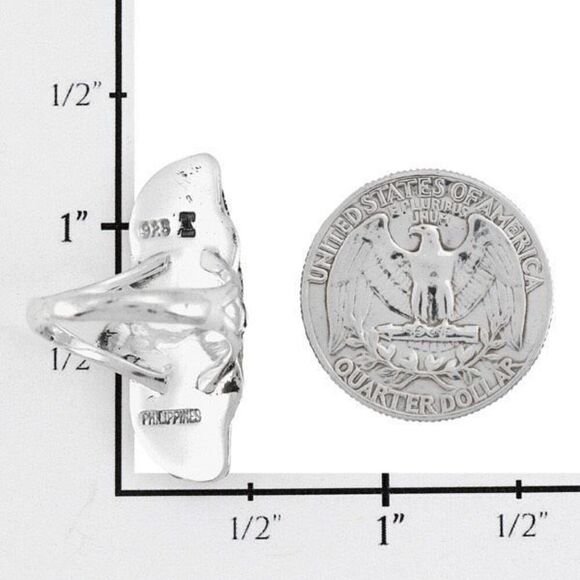 Oval Turquoise Feather Ring Sterling Silver Womens Southwest Statement Jewelry - Picture 4 of 7